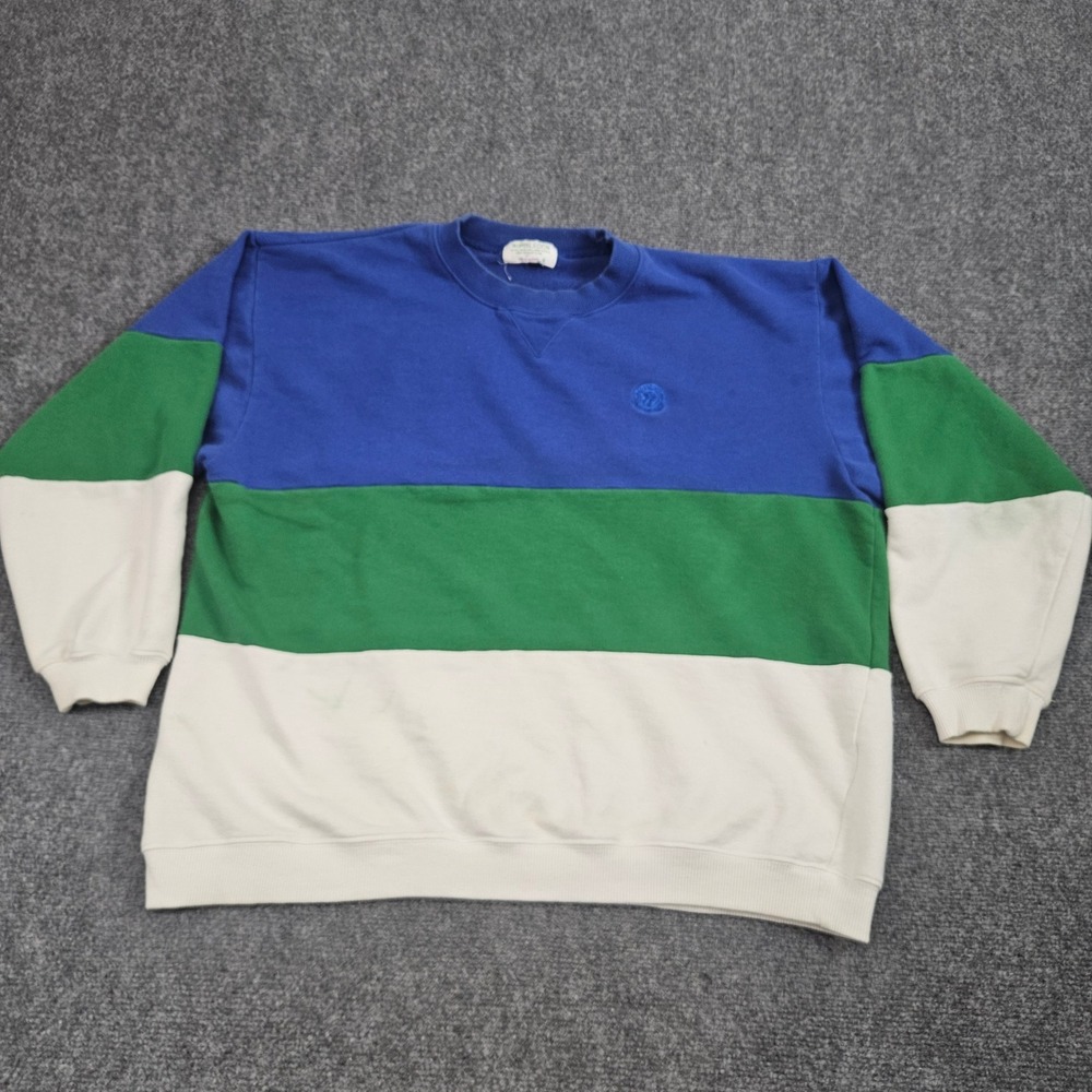 Wimbledon Sweatshirt Mens XL Blue Green White Colorblock Preppy Tennis Vintage